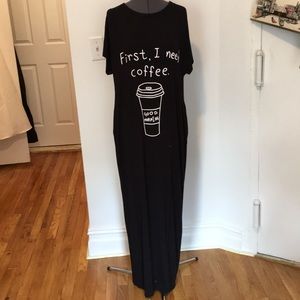 Small drapey coffee black knit dress